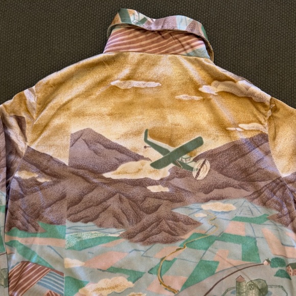 Vintage 70s Mountain Prairie Landscape Long Sleeve Button Up Shirt - Picture 9 of 13